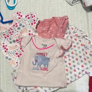 Chick Pea Pink and White Baby Bodysuits